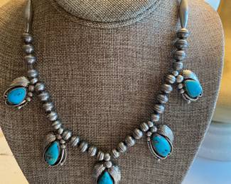 $300 - American Indian Navajo Sterling tested no marks with turquoise. 