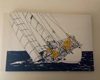 #46 $80 each two Maruschka painting sailboat Circa 70’s 38x26- 27x37