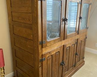 #1 - #1 - $1900  Antique oak general store refrigerator / ice box made for general store display - lighted - The antique glass is still "wavy" and the brass handles are original. This item was rescued from an old barn in Northern Maine and restored to working order. 
