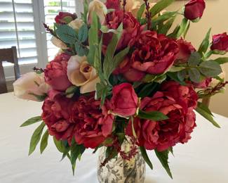 $26 Mercury glass vase & artificial floral arrangement. 