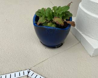 #31 $26 each 10 1/2” planter x 3 blue glazed