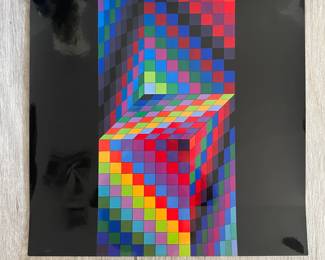 $150 - Victor Vasarely (French-Hungarian 1906-1977) AXO-77 overall 10 1/2 x 10 1/2 Limited -Editions du Griffon - Neuchatel/Suisse 