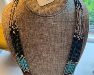 $50 - Sterling American Indian beaded necklace 