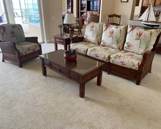 #17 $725 Wicker wood lounger set sofa/armchair/side chair