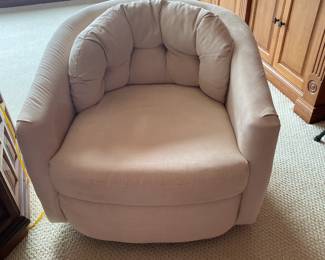 #65 $120 two tan swivel chairs microsuede 