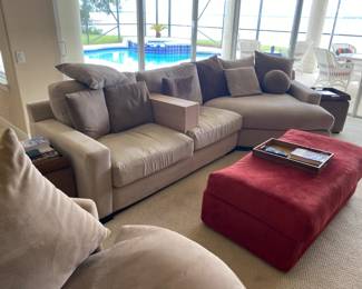 #23 $500 micro suede sectional sofa w/2 side chairs