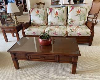 #17 $725 Wicker wood lounger set sofa/armchair/side chair