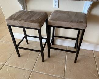 #22 $80 pair of metal and micro suede counter height stools