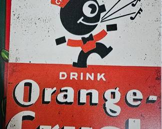 METAL ORANGE CRUSH SIGN