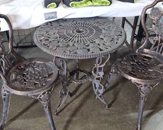HEAVY PATIO TABLE AND CHAIRS