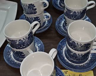 BLUE WILLOW CUPS AND SAUCERS