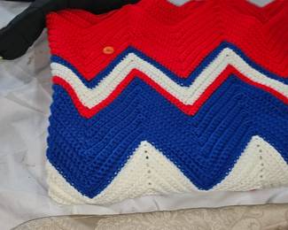 RED, WHITE AND BLUE AFGHAN / BLANKET