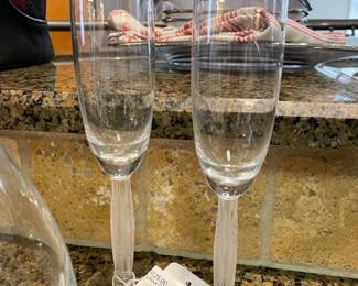 Lalique Diamante Champagne Flute Pair