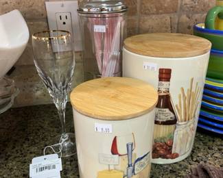 Gorham Champagne Flute, Straw Canister, Creative Co-op Canisters