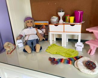 American Girl Doll Julie, American Girl Doll Julie Kitchen Set, American Girl Chrissa Party Table and Treats