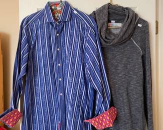 Men's Clothing Sizes L, Brands Like: Tommy Bahama, Polo Ralph Lauren, Tommy Hilfiger, Robert Graham, Spyder, North Face, Sports Jerseys