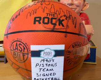 1990's Pistons Team Signed Basketball, Clay Art MAD Cookie Jar