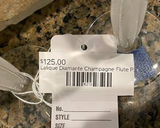 Lalique Diamante Champagne Flute Pair