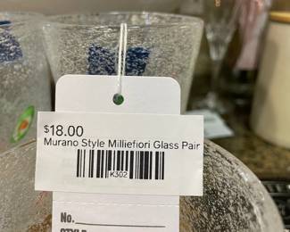 Murano Style Millefiori Glass Pair