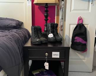 Sorel Joan of Arctic Wedge Boots, Arhaus Kieran Side Table (A), Table lamp