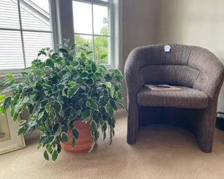 Vintage Upholstered Pull-Up Chair, Floor Ficus