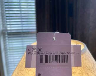 Wood Base Lamp with Paper Shade (B)