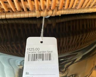 Ceramic Garden Seat, Wine Wicker Basket