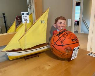 1990's Pistons Team Signed Basketball, Clay Art MAD Cookie Jar