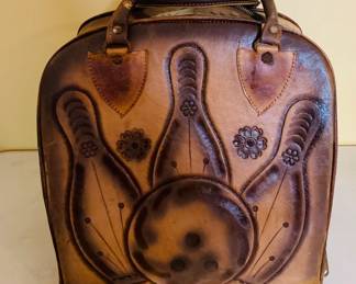 Reverse Side Vintage Leather Bowling Bag