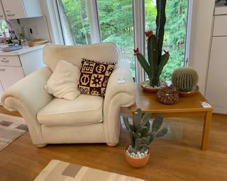 Cream Armchair, Fake Cactus Plants