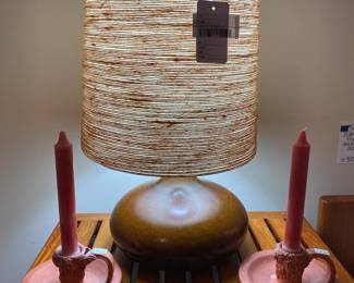 Candlestick Pair, Lotte and Gunnar Bostlund Table Lamp