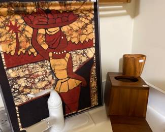 Framed art, wood tissue box