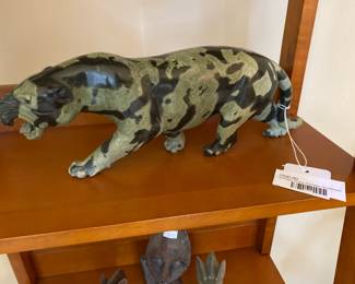 Vintage Stone Panther Sculpture