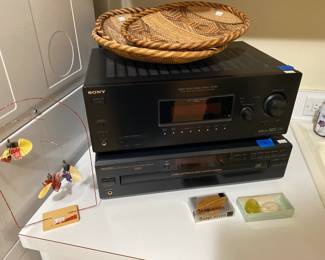 Sony digital audio/video control center, Denon DVD player. leaf soap