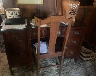 TURN OF THE CENTURY WALNUT SECRETARY'S DESK... BEAUTIFUL WITH ADDED GLASS TOP.  INEXPENSIVELY PRICED TO MOVE!