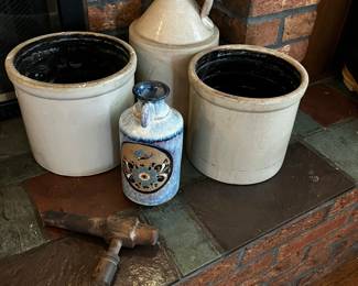 Vintage Crocks and Barrel Keg