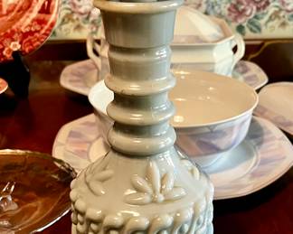 Vintage Jim Beam Empty Blue White Slag Glass Container