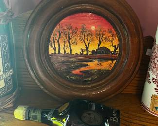 Vintage Painted Wood Hanging Art