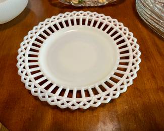 Vintage Canton Gothic Milkglass Plate