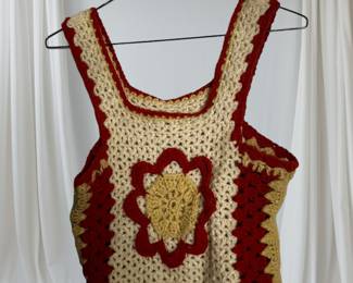 Vintage crocheted flower vest