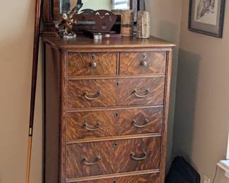 ANTIQUE OAK HI-BOY CHEST OF DRAWERS