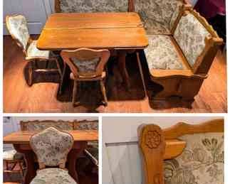 Upholstered Oak Banquette Set With Storage Local Delivery ONLY