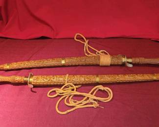 Thai Swords In Carved Sheaths