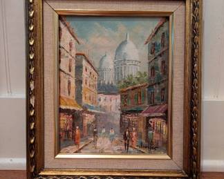 Paris Street Scene Original Vintage Oil Painting