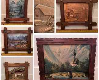 Vintage German Black Forest Wooden Framed Wall Decor