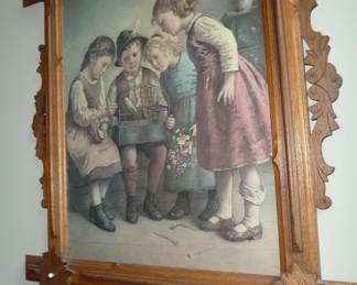 vintage cross hatch frame and print