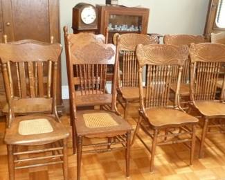 press back oak chairs