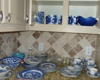 blue white dishes