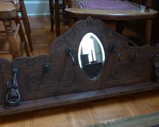 vintage coat hooks and mirror