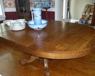 large oak pedestal table